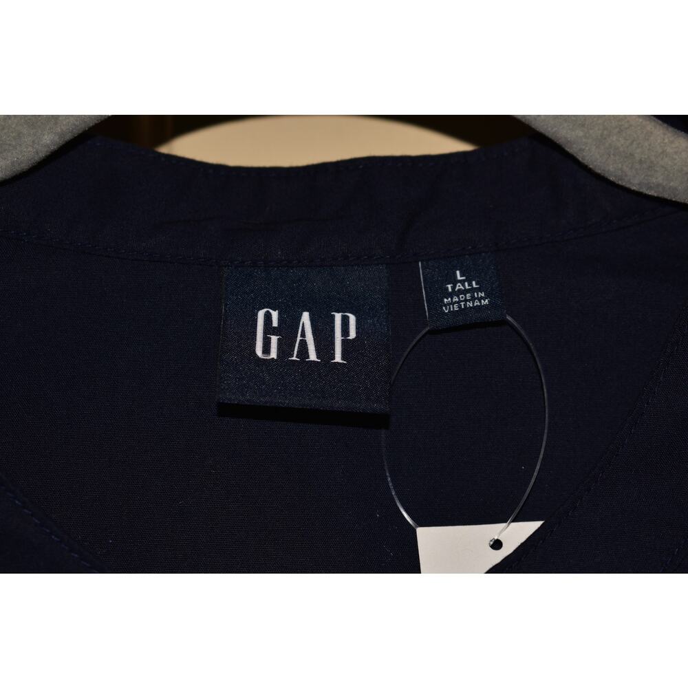 GAP NEW $80 Short Bubble Sleeve Button Front A-line Flare Dress Navy LT - Picture 3 of 3